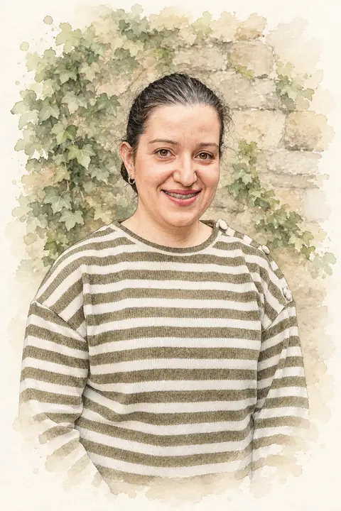 Leticia, recepción de Hotel Mogay, retrato en acuarela